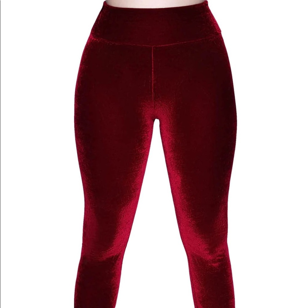 Killstar velvet Hematite leggings in ruby, size small, NWT
